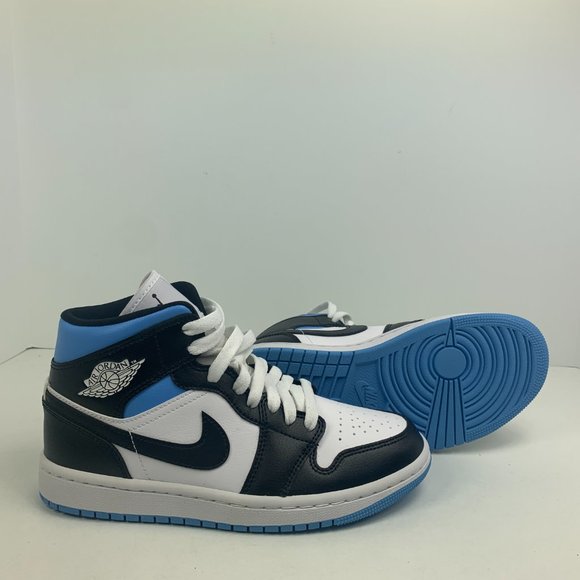 Women's Nike Air Jordan 1 Retro Mid University Blue UNC White BQ6472-102 - Picture 8 of 12
